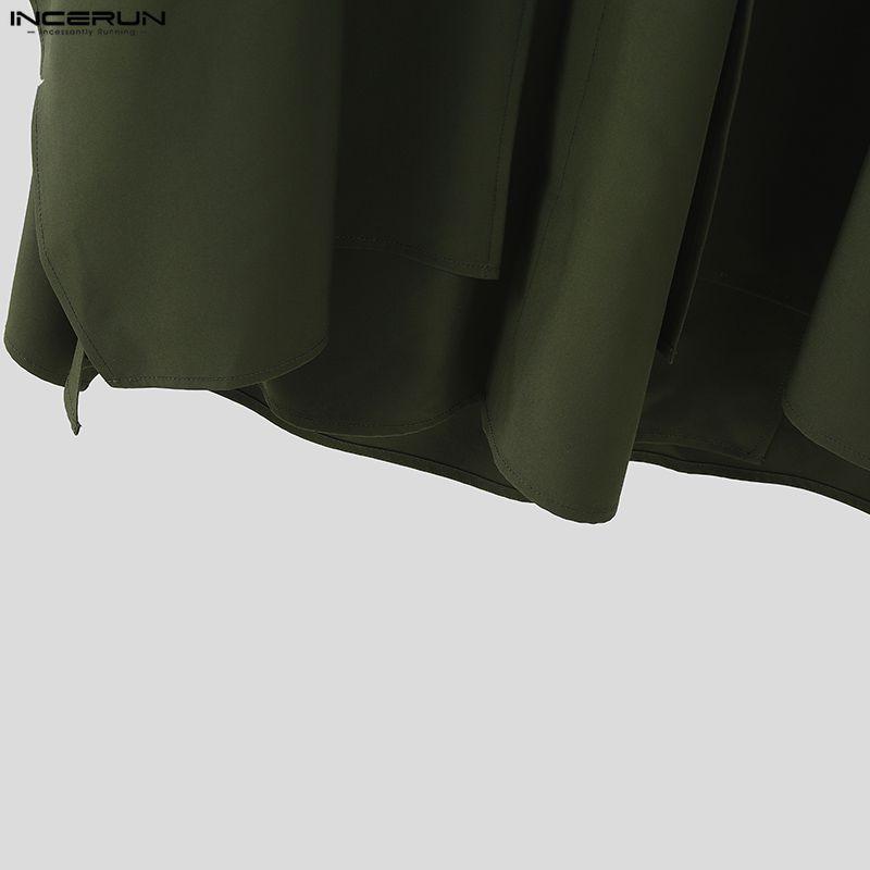 INCERUN Men Spring Long Sleeve Buttons Up Layers Irregular Shirts Cloak Tops