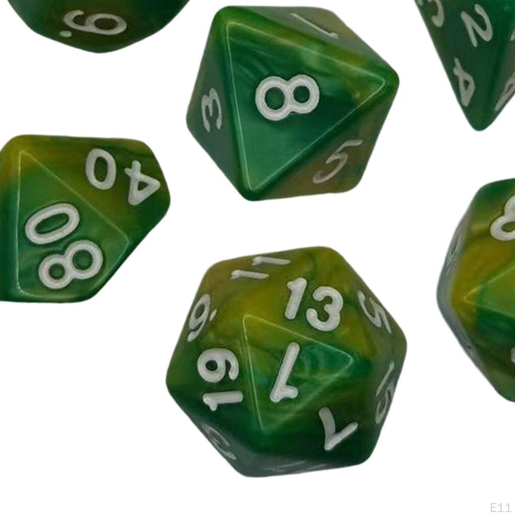 7 Pieces Acrylic Polyhedral Dices D6 D4 D8 D10 D12 D20 Gifts Board Game Props Durable for Role