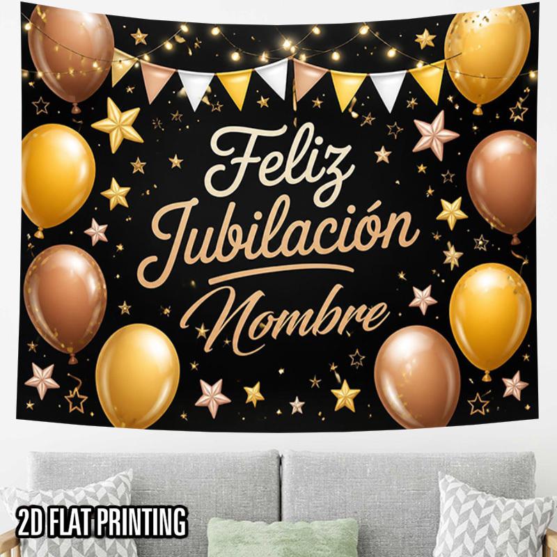 2D Flat, 2D Flat Print 1pc Tapestry Golden Balloons Stars Retirement Celebration Tapestry for Party Decor Tapestry for Girls Room Bedroom Decor, Cute