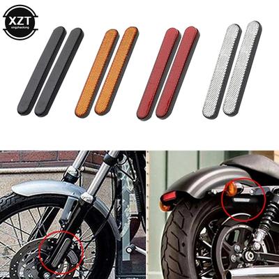 2pcs Motorcycle Front Fork Reflector Sticker Saddlebag Latch Cover Sticker Safety Warning For Harley Touring Sportster Universal