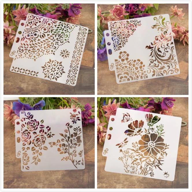

New 4Pcs/Lot 13cm 5.1 1/4 Circle Edge DIY Layering Stencils Painting Scrapbook Coloring Embossing Album Decorative Template
