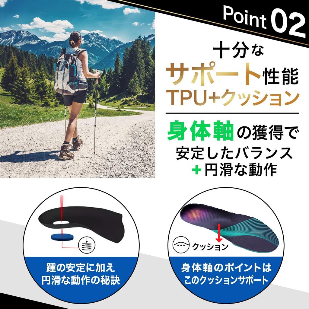 Rela Kino Insoles [Supervised by a Physical Therapist] Arch Support for Standing Work, Sports, Exercise, Soccer, Walking (25.5-26.5cm, Black, Size M)