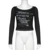 European and American hot girl Y2K letter printed round neck dark style slim fit top