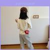 Girl Fashion Leather Heart Shoulder Bag With Butterfly Design For Daily Use