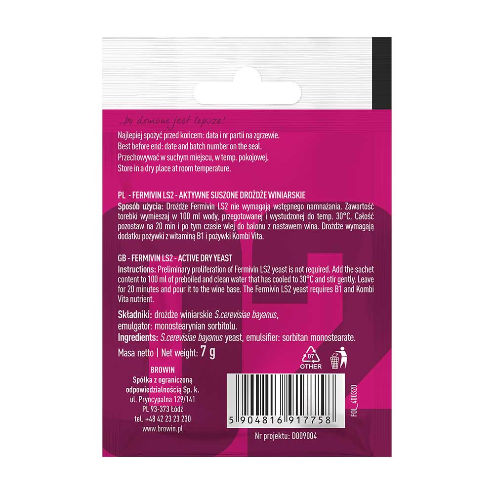 Fermivin LS2 Wine Yeast, 7 G