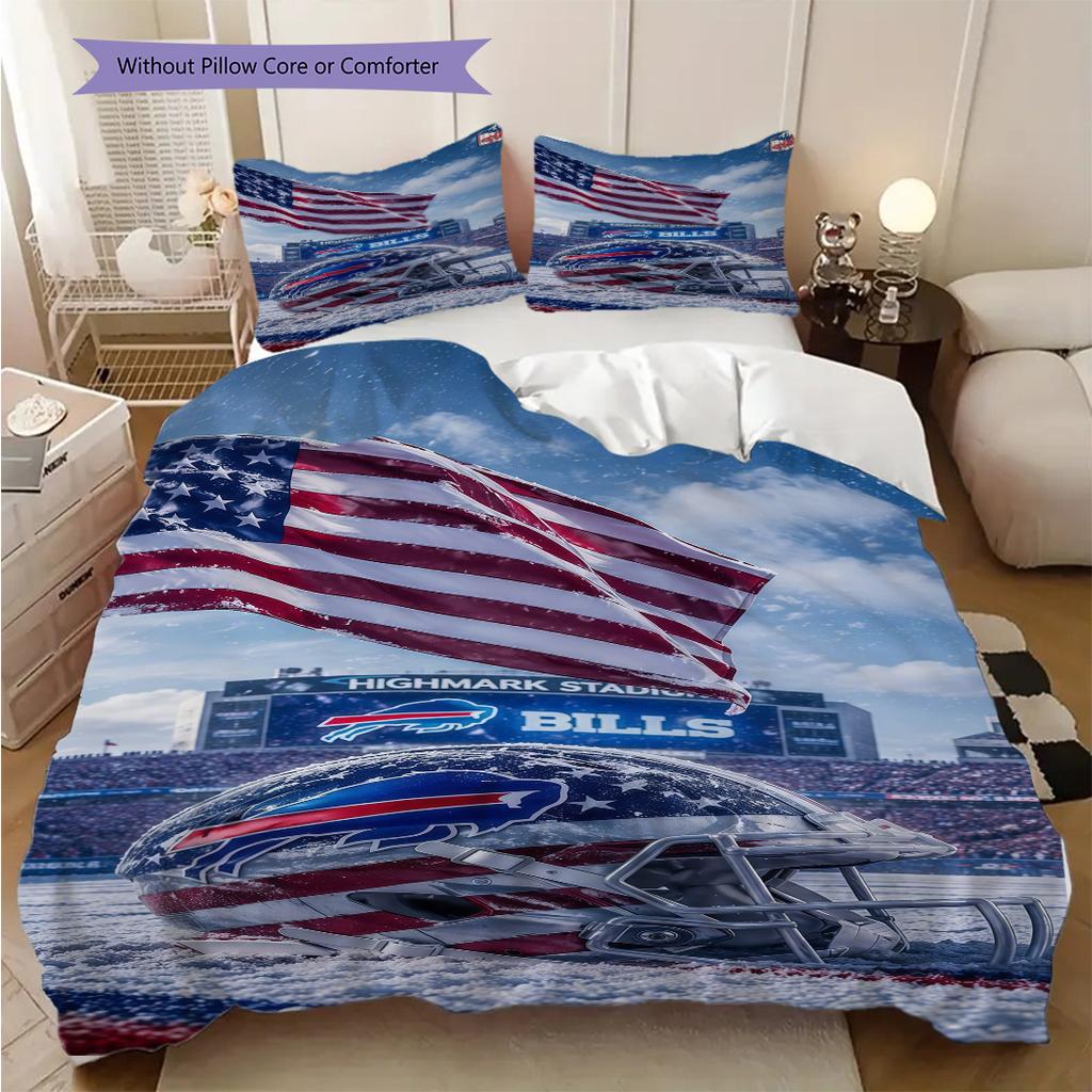 Biancheria da letto con spirito di squadra dei Buffalo Bills(1 * copripiumino + 2 * federa, senza nucleo)Copripiumino e federa Morbido e confortevole Set biancheria da letto