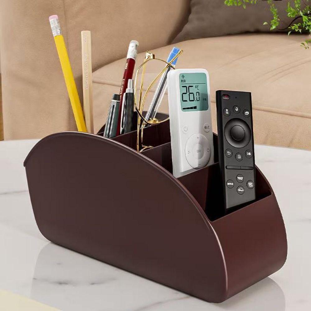 5 Compartments Remote Control Holder Multifunctional Solid Color Makeup Brush Storage Bucket Simple Space-Saving