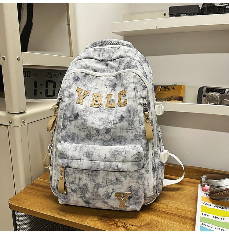Schoolbag Chinese and college students couple backpack, large capacity English alphabet student leisure travel backpack computer bag