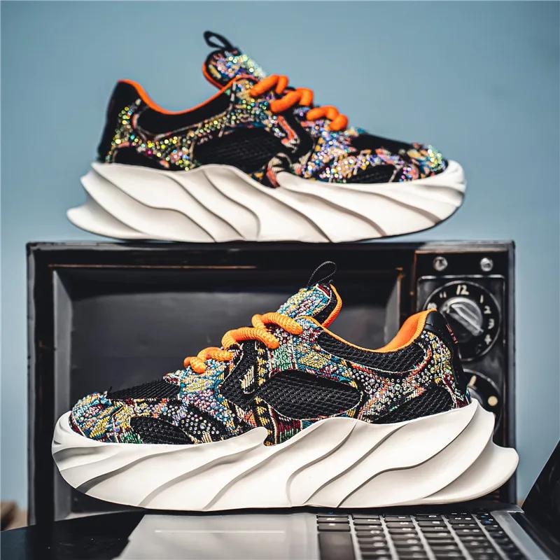 

Массивные кроссовки мужские дизайнерские беговые кроссовки модные повседневные лоскутные из сетки дышащие с увеличением высоты на плоской платформе 44