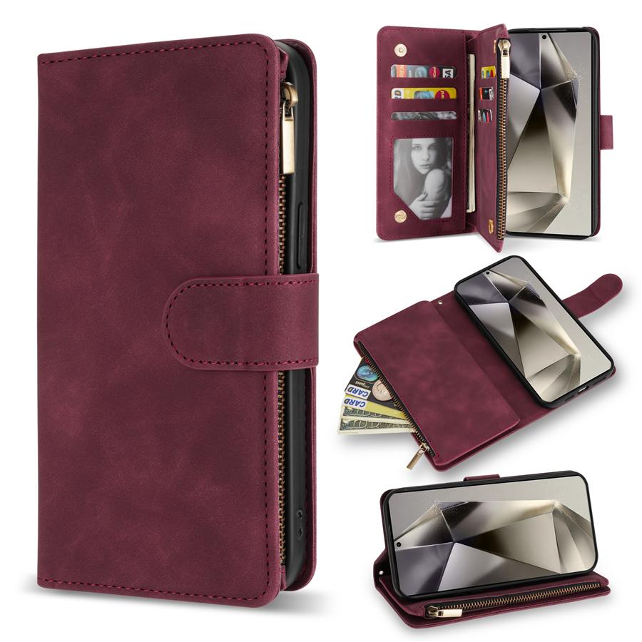 Wallet Multi-card Zipper Kickstand Magnetic Flip Leather Case For Samsung Galaxy S26 S25 S24 Ultra S23 FE S22 Plus A14 A15 A53 A54 A55