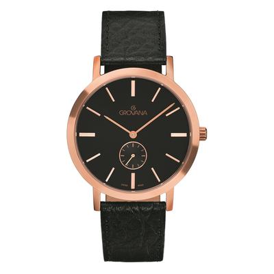 Kensington Leather Strap Black Dial Quartz 1050.5567 Men's Watch