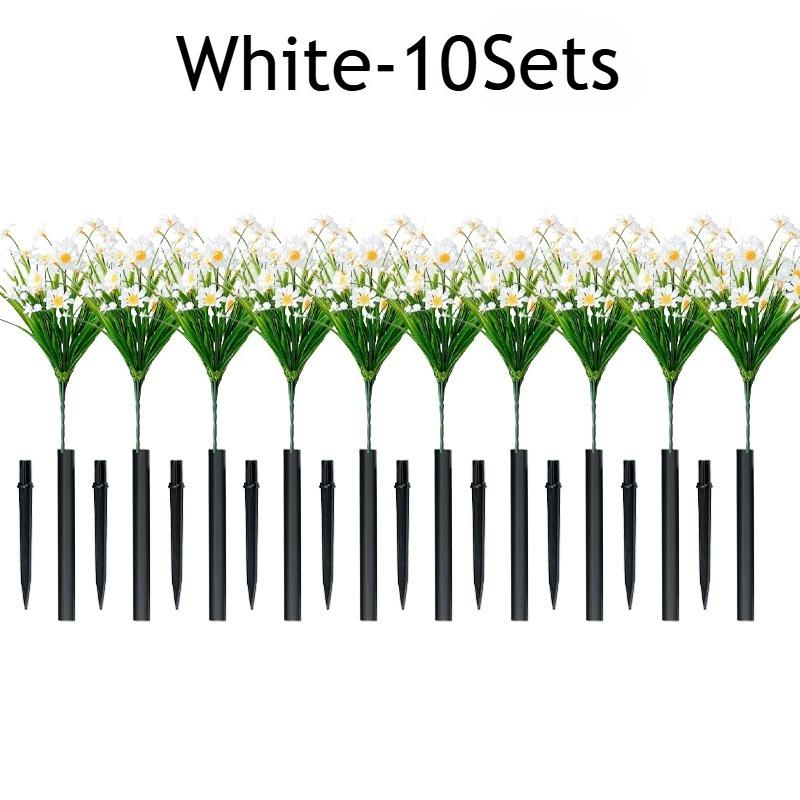 1-10Sets Resistant Artificial Daisies Flowers Fake Foliage Shrubs for Window Box Hanging Farmhouse Indoor Outdoor Decor