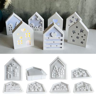 Flexible Silikonform 3D Hausfigur Dekoration Herstellungsform Hochtemperaturbeständig Gipsform für Ornament