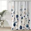1Pc Of Blue Floral Digital Print Waterproof Polyester Shower Curtain, No Drilling Required, Bathroom Partition Curtain.