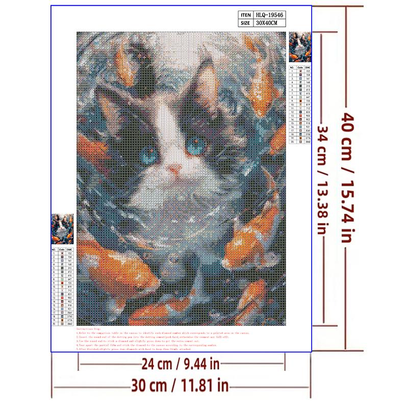 5d DIY Diamond Painting Cross Stitch Animals Cats And Goldfish Diamond Embroidery Mosaic Full Round Drill Home Decor