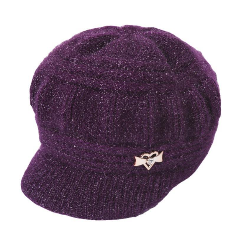 Middle Aged and Elderly Hats, Children's Knitted Woolen Hats, Women's Warm Ear Protection Hats with Velvet, Mothers' and Grandmothers' Hats