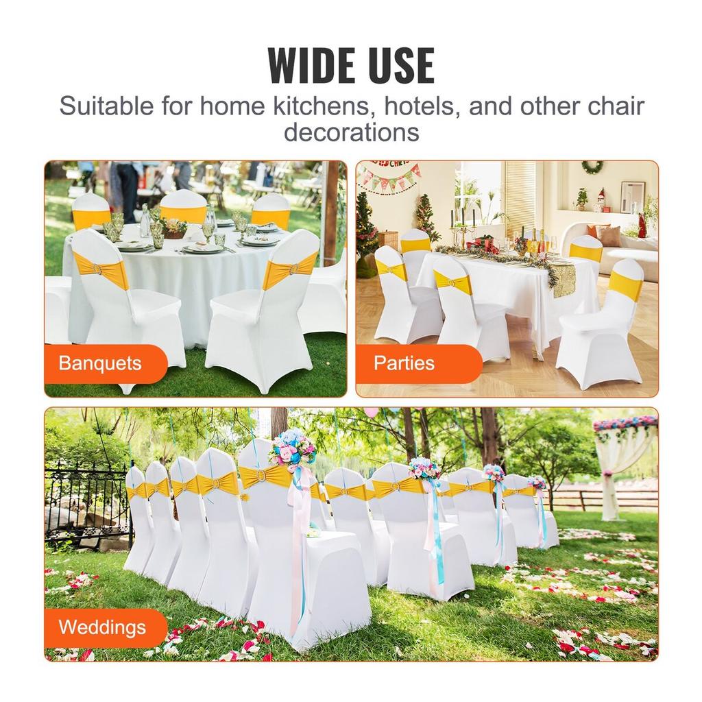 50 Sets Stretch Spandex Folding Chair Covers, Universal Fitted Chair Cover with Chair Sashes, Removable Washable Protective Slipcovers, for Wedding,