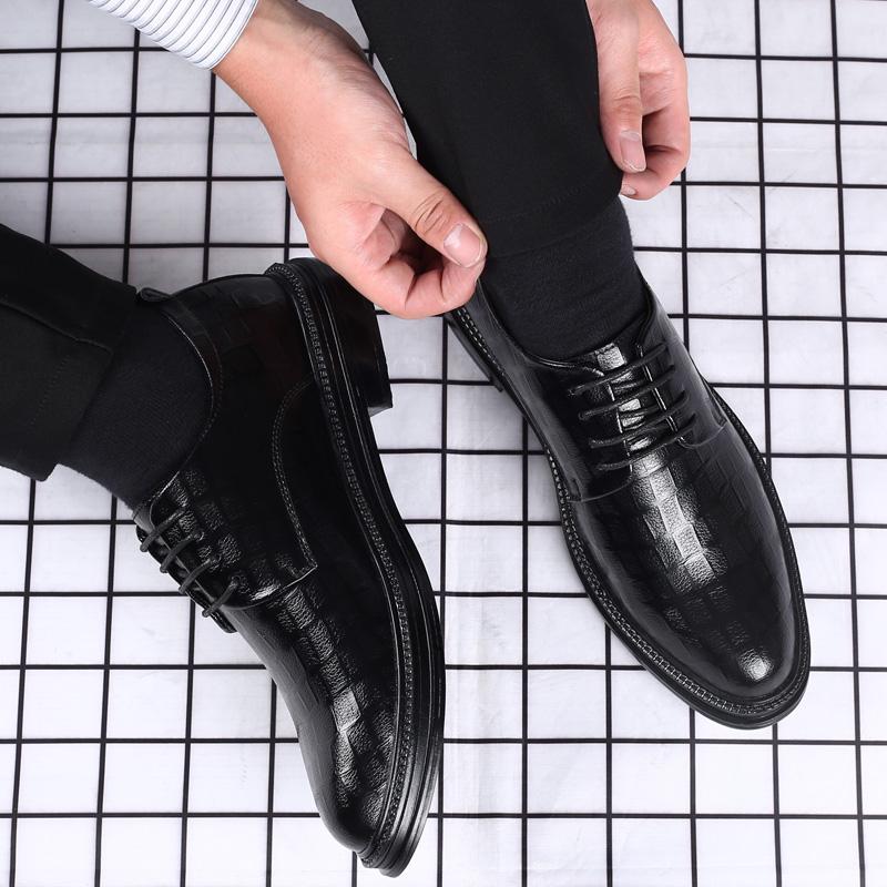 Fashion Men's Summer Business Dress Black Casual Interior Height Increasing Wedding Suit Breathable British Groom Men's Shoes