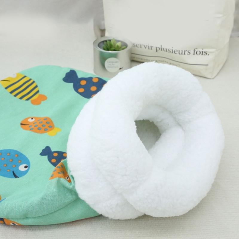 Thermal Insulated Cats Bed Machine Washable Cartoon Pattern Pet Warmth Sleep Bag Soft Comfortable For Cold Weather