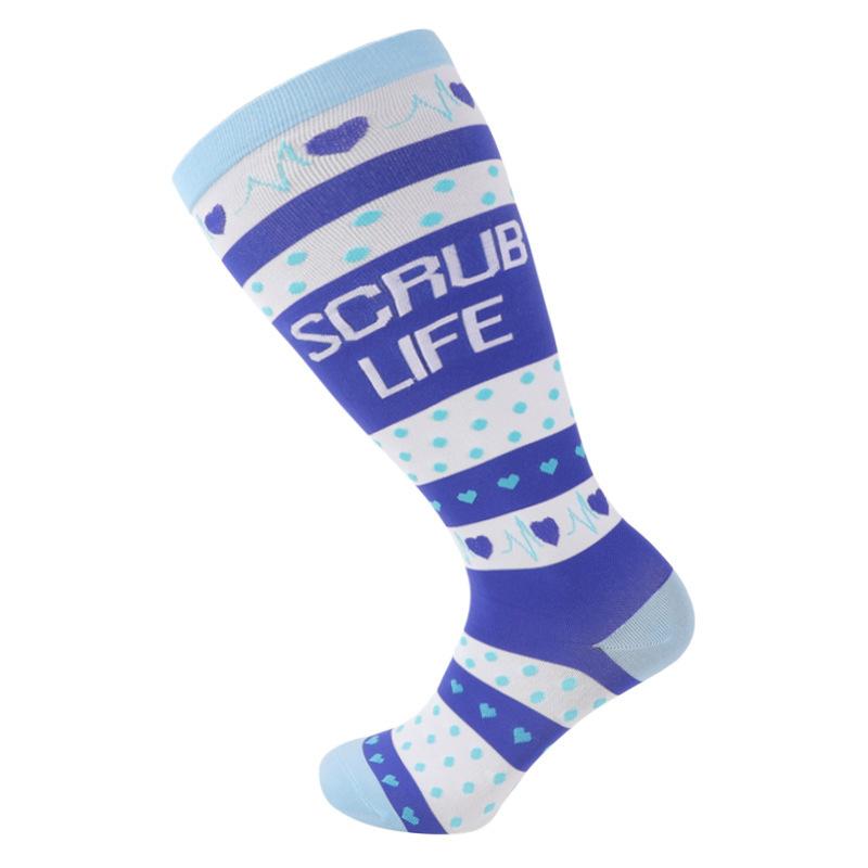 Plus Size Fat Compression Stockings Pattern Stethoscope Pills Gradient Ecg Compression Socks Fat Leg Socks Compress 3Xl 4Xl