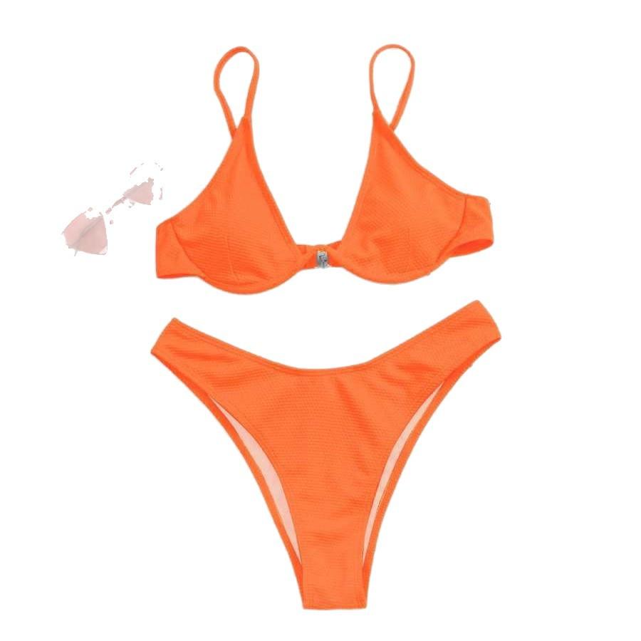 European and American new swimsuit women's sexy solid color suspender bikini bikini swimsuit women