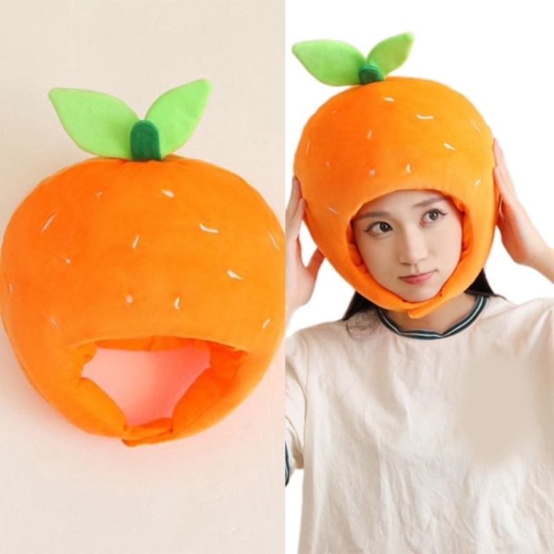 Ny Rolig Satsumas-Huvudbonad Plysch Satsumas-Hatt Tecknad Frukt-Huvudbonad Hatt Fotorekvisita för Kvinnor Män Gåvor