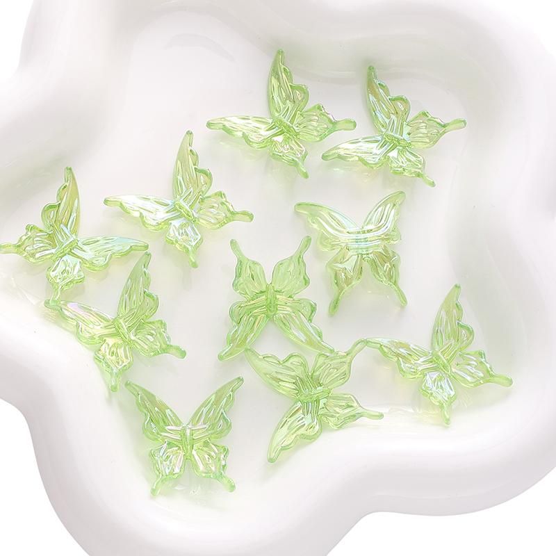 100 Peças Acrílico Transparente Cor AB Contas de Borboleta Soltas Contas Espaçadoras Charms para Artesanato DIY Colar Pulseira Materiais para Fazer Joias