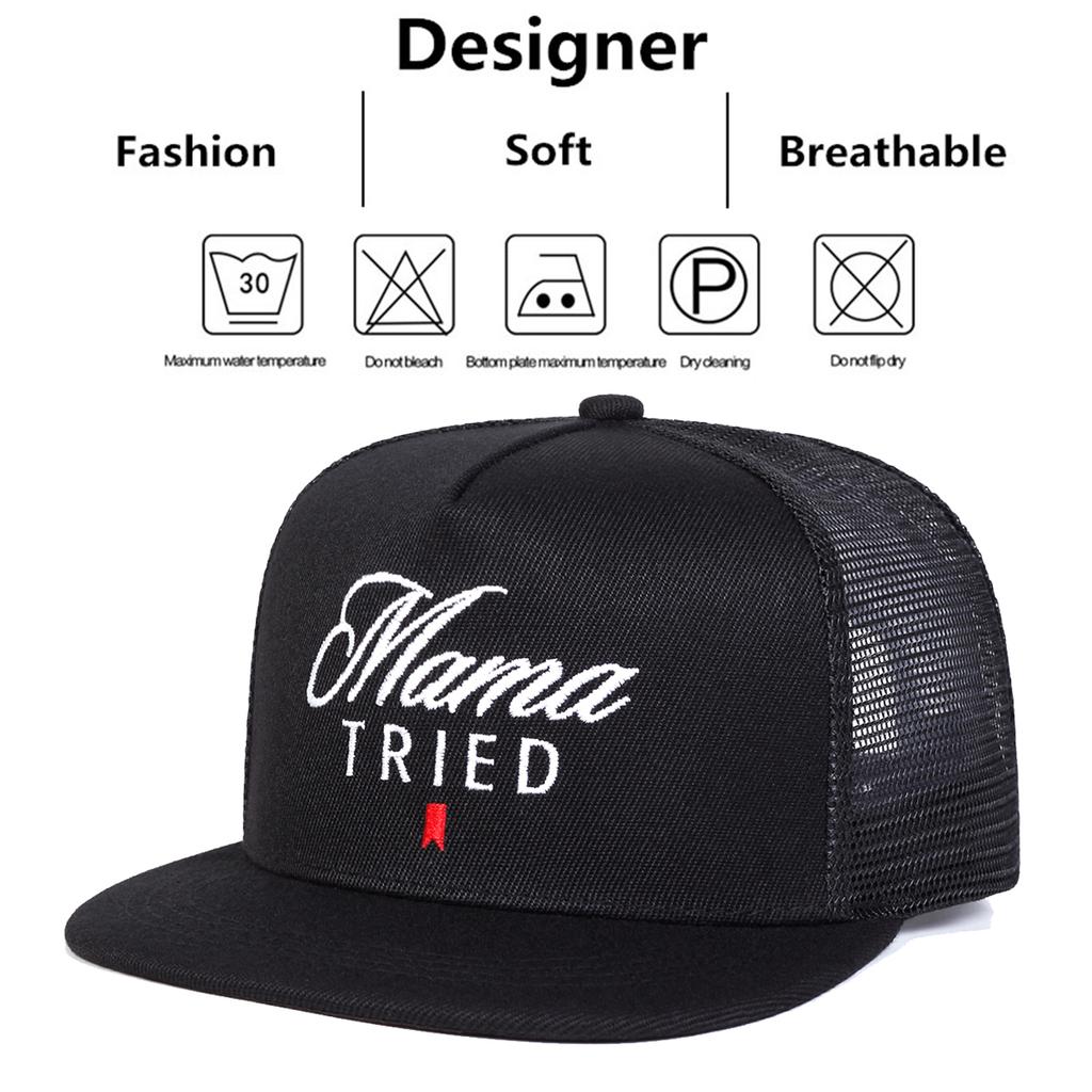 Unisex Mama TRIED Embroidery Hip-hop Net Hats Spring Summer Outdoor Adjustable Casual Baseball Caps Trucker Caps Sunscreen Hat