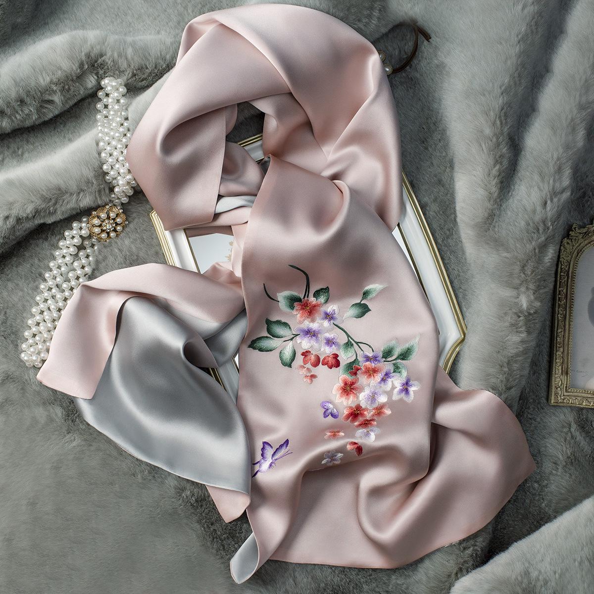 Mulberry Silk Women s Embroidered Scarf & Shawl - Ideal Mother s Birthday Gift