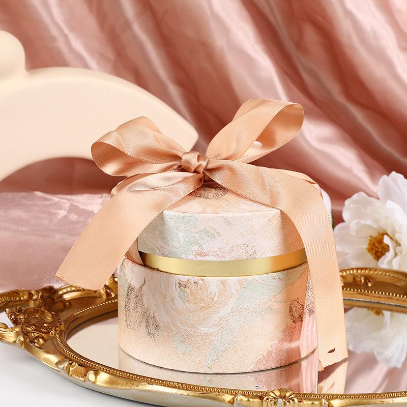 10 Pcs European Style Candy Box Hand Painted Round Bucket Box Paper Quality Gift Box Wedding Present Festive Party Supplies