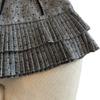 Korean Grey Polka Dot Woolen High-Waisted Mini Skirt with Bow Knot