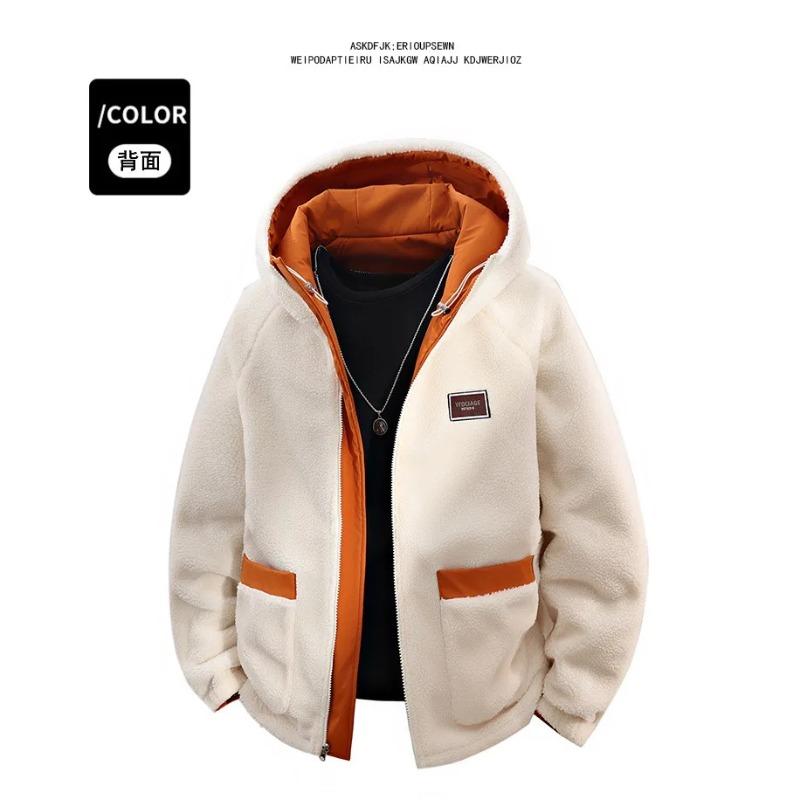Winter Fashion Trend with Thick Fleece and Warm Hooded Jacket for Men's Casual Loose Sports Plus Large Size Jacket