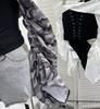 American Retro Camouflage Lace-up Pleated Shirt