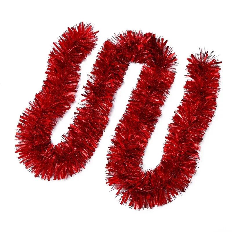 2M Christmas Tinsel Ribbon Garland Gold Silver Color Decorative Tinsel Strips Home Wedding Birthday Party Wall Door Decor