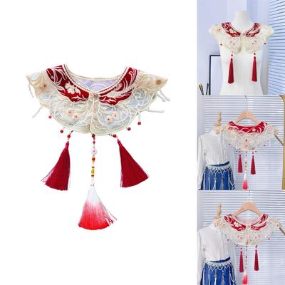 Chinese Hanfu False Collar Embroidered Floral Collar Shawl for Girls Sewing Tool