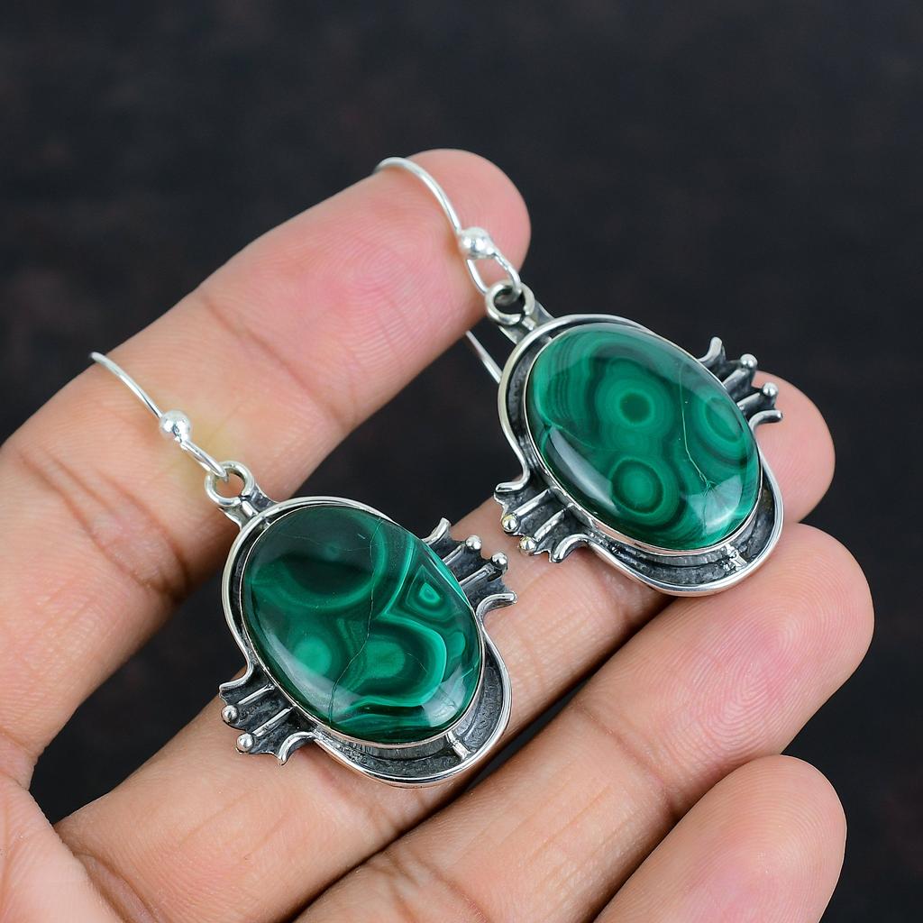 Malachite Earring Gemstone Jewelry Handmade Earrings 925 Sterling Silver Earring Dainty Malachite Jewelry Brand New Earring Engagement Gifts