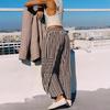 Pantaloni da donna Vita elastica Coulisse Gamba larga Casual Pantaloni estivi con tasche Stampa a righe Pantaloni lunghi Viaggio Abbigliamento quotidiano