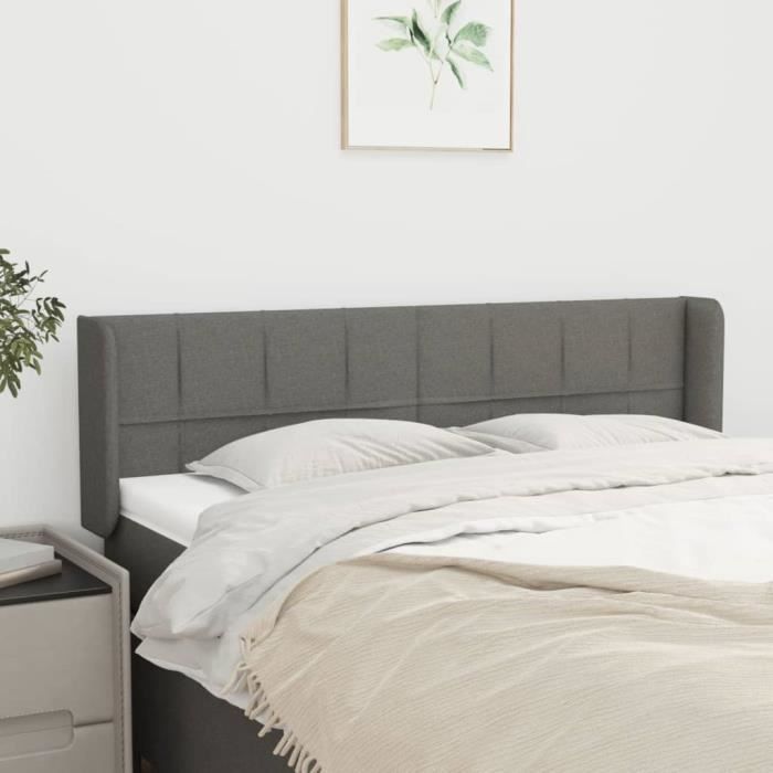 VidaXL Tête de lit avec oreilles Gris foncé 147x16x78-88 cm Tissu3118767