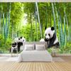 Grüner Bambus-Panda-Wandbild, 3D-kreative Fototapete, Wohnzimmer, Schlafzimmer, Küche, Restaurant, Heimdekoration, Wandaufkleber