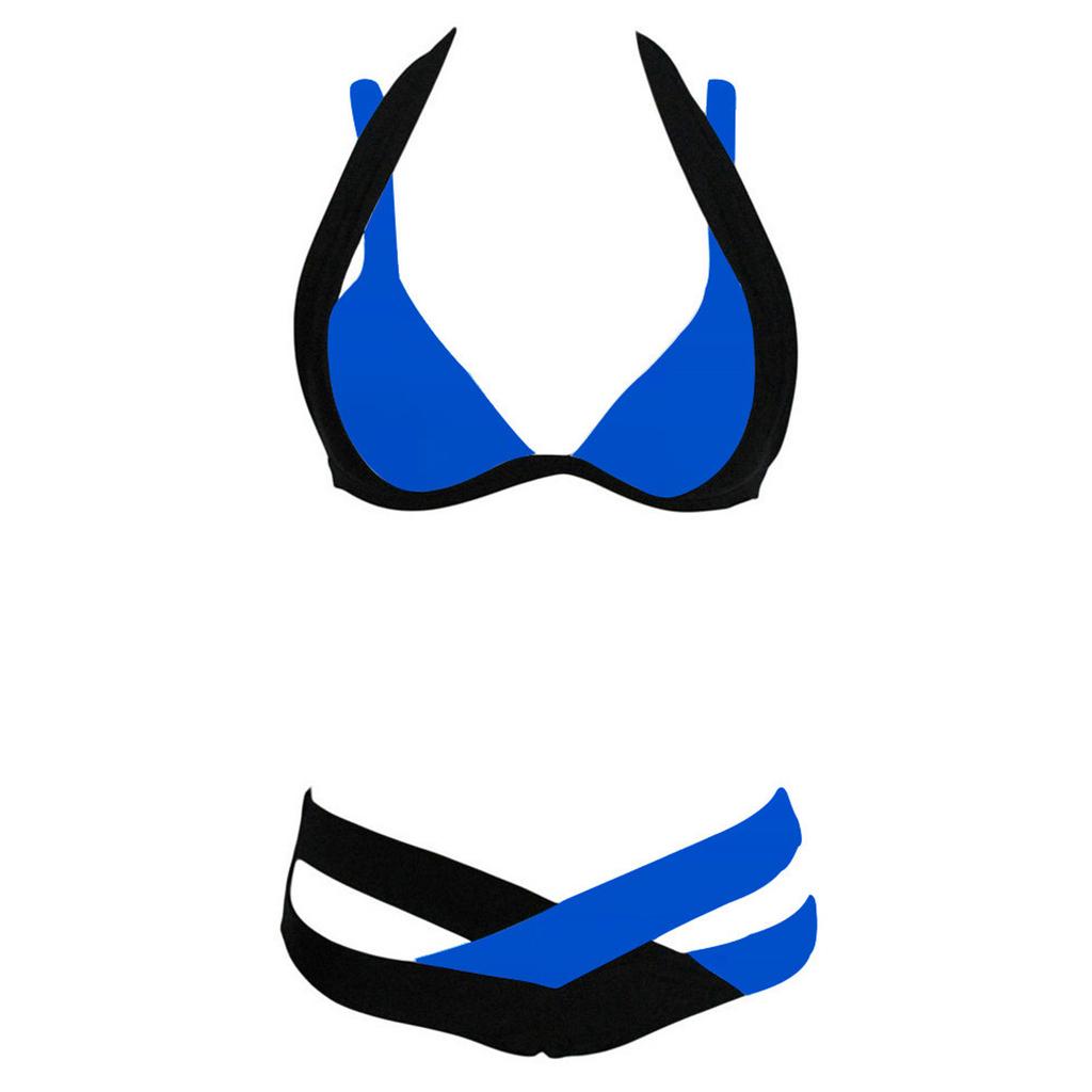 Women's Two Piece Swimsuit Sexy Cross Strap Color Matching Bikini Swimsuit