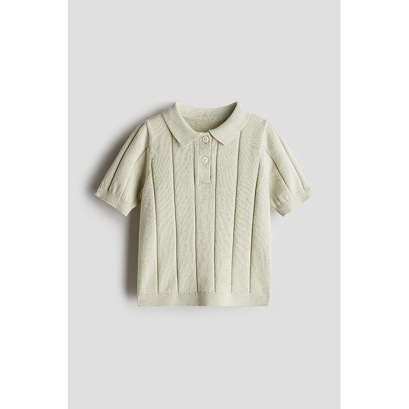 

HM Детская одежда Футболка поло для малыша Осень Приталенный воротник Короткий рукав Западный стиль Хлопок Вязаный Воротник поло Топ 1133579 Light green 73/48(6-9m)