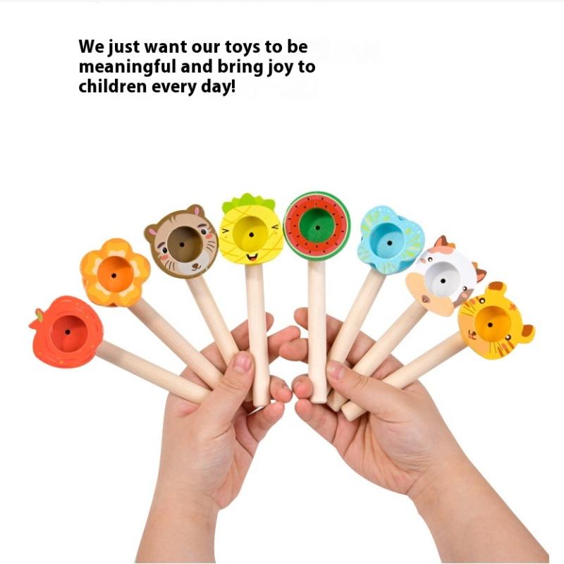 Wooden Cartoon Animal Suspension Ball Blower Children'S Early Education Puzzle Parent-Child Games Training Lung Capacity Toys