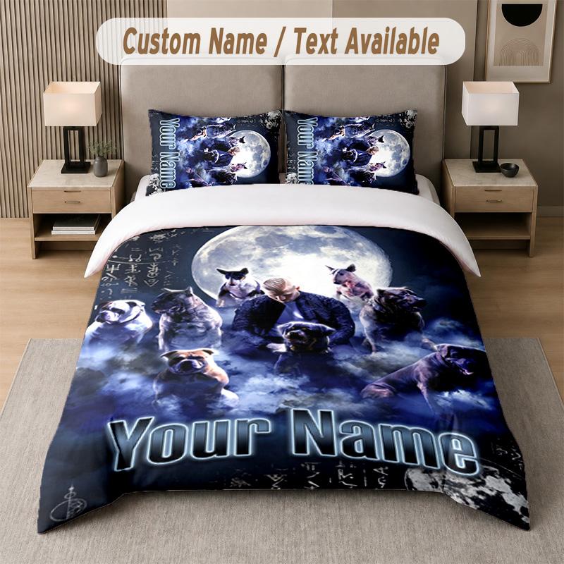 Kontra K 3Pcs Bedding Set, Personalized Custom Name Text, 1 Duvet Cover & 2 Pillowcases For Bedroom
