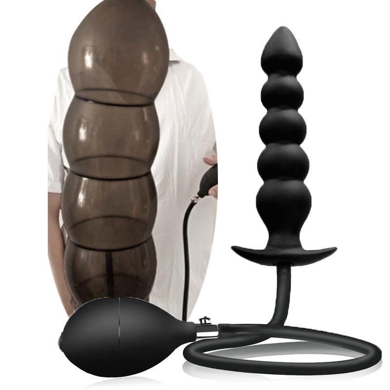 Aufblasbarer Analplug für Männer mit Hand-Pinch-Dehnung und Prostata-Massageperlen