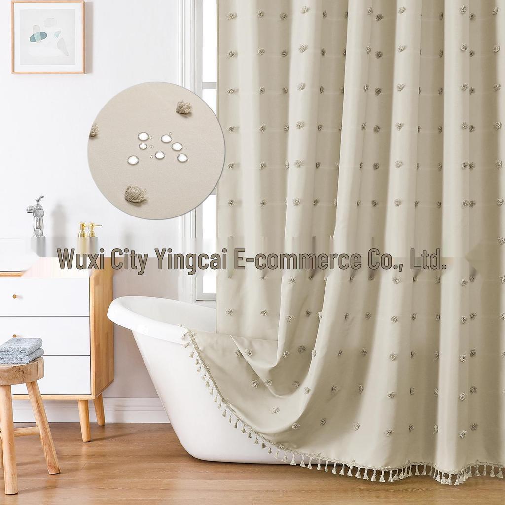 TEMU Hydrangea Polyester Shower Curtain - 3D Jacquard Design