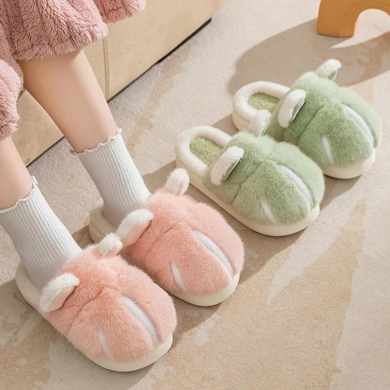Fashion Platform Fluffy Slippers Women House Flats Cute Cartoon Designer Luxury Winter Shoes Girls Fashion Plush Casual Footwear Elegant