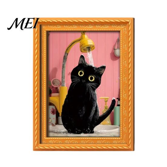 Fall Seasonal Kitchen Decor Wooden Black Cat Fridge Magnet, Cartoon Bathroom Decor, Autumn Home Decorations Cute Theme Photo Frame Magnets,