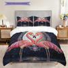 Flamingo Pattern Bedding Quilt Set Quilt Cover Pillowcase Home Decoration Birthday Gift (1 * Duvet Cover + 2 * Pillowcase, Without Core)