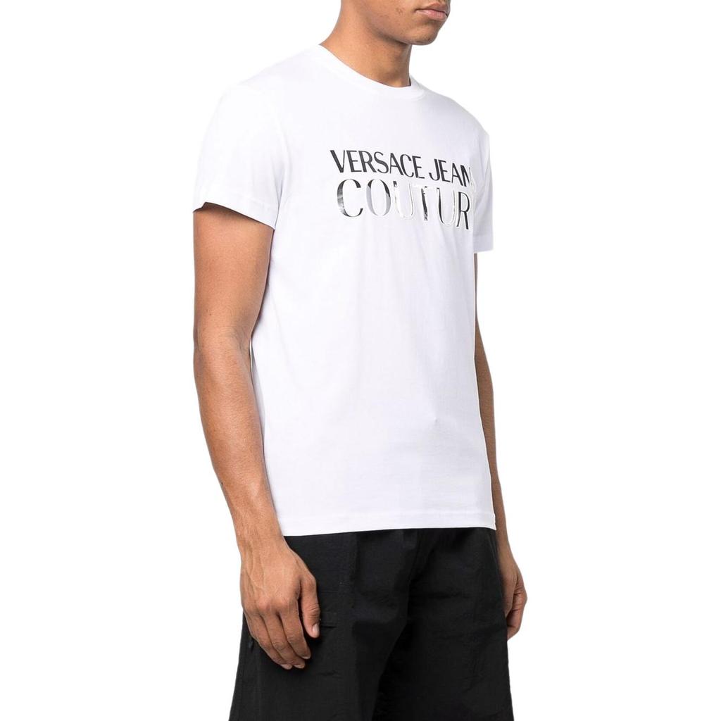 Versace SS22 Logo Letter Print Short Sleeve T-Shirt Men T-Shirts White 72GAHG01-CJ00G-S03