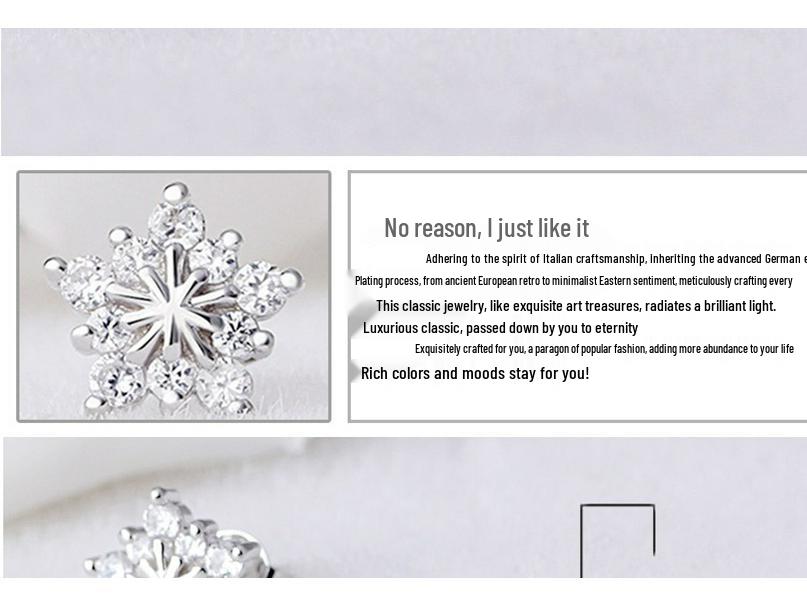 Five-Pointed Star Snowflake Silver-Plated Stud Earrings with Full Diamonds - Women's Christmas Jewelry